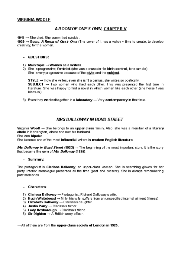 Miniatura del documento V. Woolf - A Room of One's Own and Mrs Dalloway in Bond Street.pdf