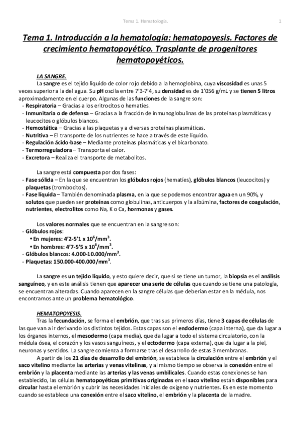 Miniatura del documento Tema 1. Hematología..pdf