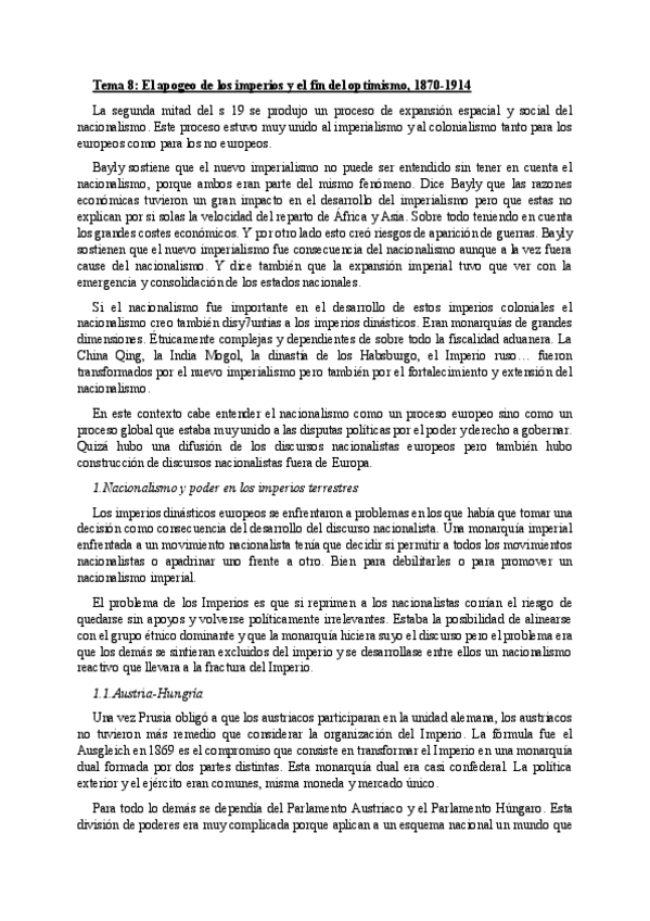 Miniatura del documento Tema 8. El apogeo de los imperios y el fin del optimismo 1870-1914.pdf