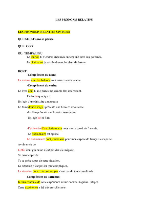 Miniatura del documento Les-Pronoms-Relatifs.docx