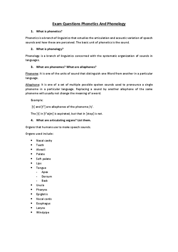 Miniatura del documento Exam Questions Phonetics And Phonology.pdf