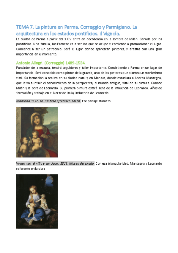 Miniatura del documento T.7. La pintura en Parma. Correggio y Parmigiano. La arquitectura en los estados pontificios. il Vignola..pdf
