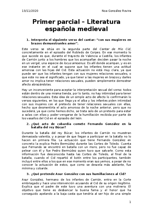Miniatura del documento Primer-parcial-Litueratura-medieval-espanola-Noa-Gonzalez.docx