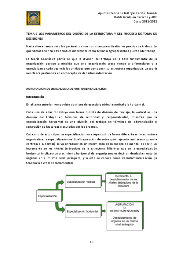 Miniatura del documento TEMA 6 LOS PARÁMETROS DEL DISEÑO DE LA ESTRUCTURA Y DEL PROCESO DE TOMA DE DECISIONES.pdf