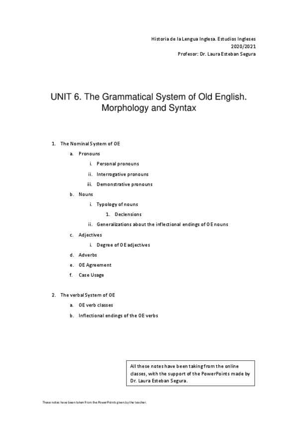 Miniatura del documento Unit-6-the-grammatical-system-of-OE-NOTES.pdf