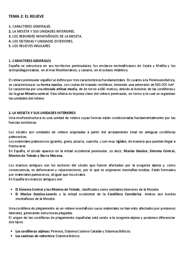 Miniatura del documento Tema 2: El relieve