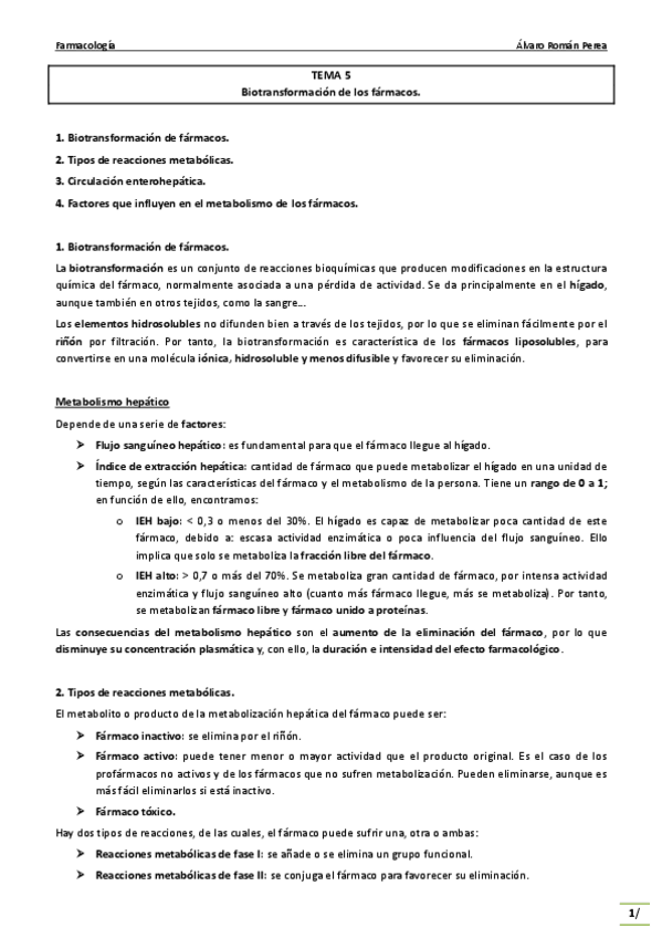 Miniatura del documento Farma. Tema 5. Biotransformación de los fármacos..pdf