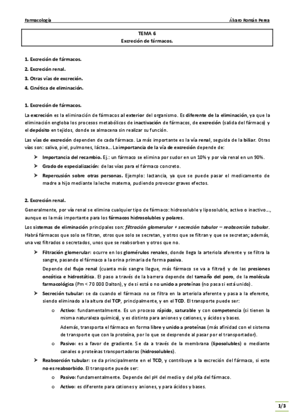 Miniatura del documento Farma. Tema 6. Excreción de fármacos..pdf