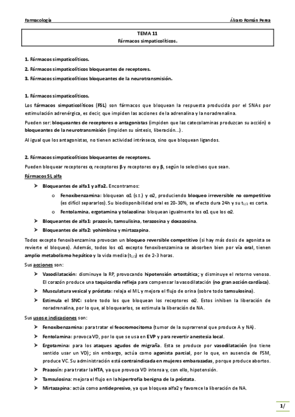 Miniatura del documento Farma. Tema 11. Fármacos simpaticolíticos..pdf
