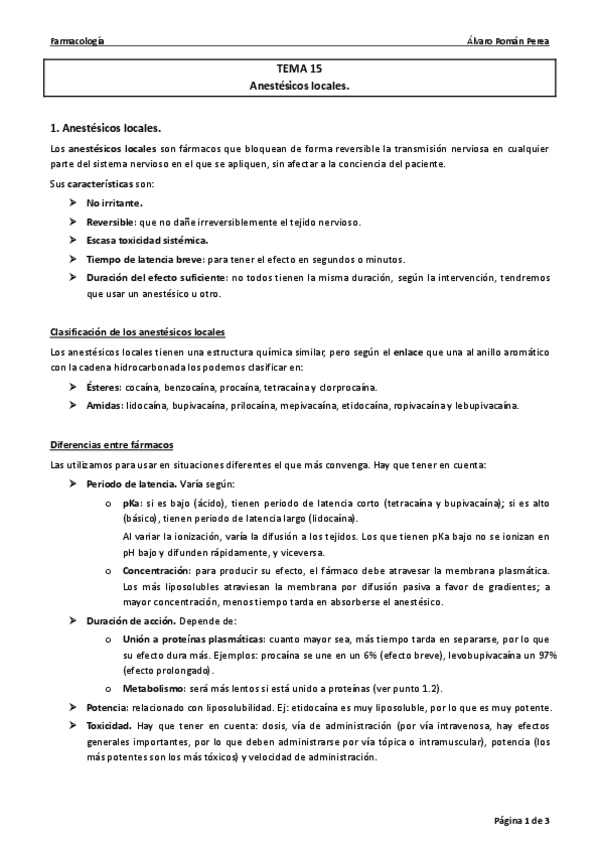 Miniatura del documento Farma. Tema 15. Anestésicos locales..pdf