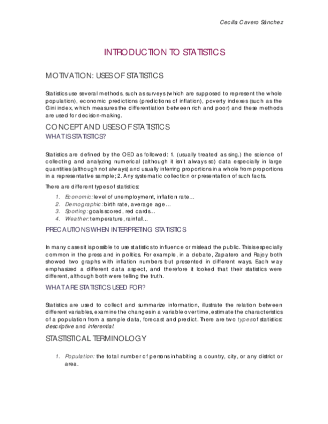 Miniatura del documento 1. Introduction to Statistics apuntes.pdf