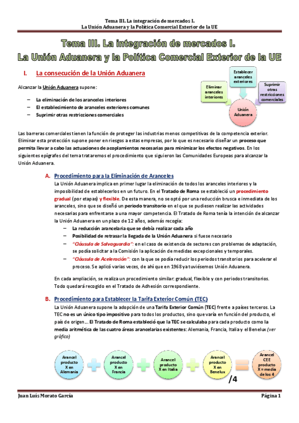 Miniatura del documento Tema III. La integración de mercados I. La Unión Aduanera y la Política Comercial Exterior de la UE.pdf
