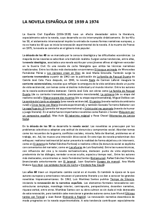 Miniatura del documento Novela española de 1939 a 1974