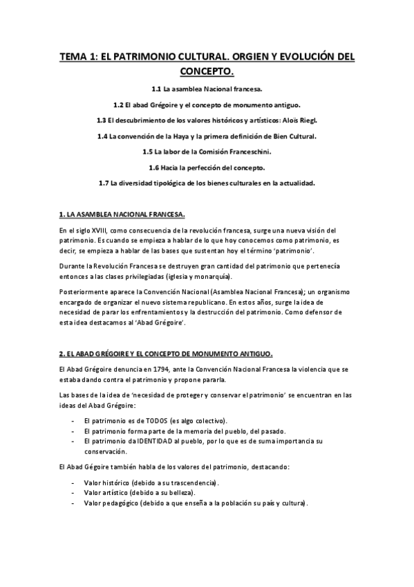 Miniatura del documento TEMA 1 - El patrimonio cultural. Origen y evolución de un concepto..pdf