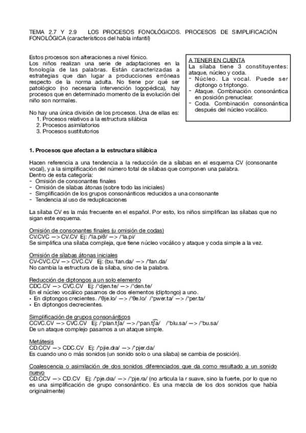 Miniatura del documento TEMA 2.7 Y 2.9SIMPLIFICACION FONOLOGICA