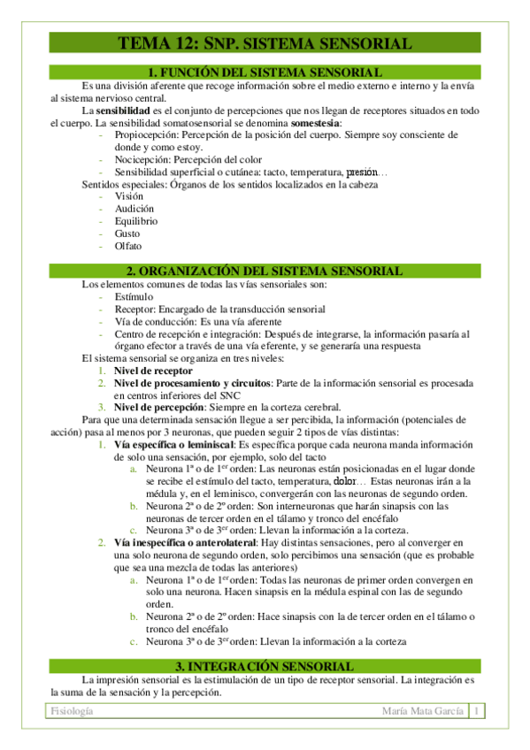 Miniatura del documento TEMA 12. Sistema sensorial