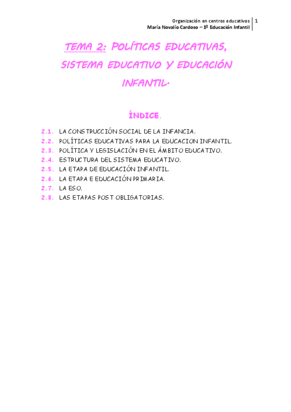 Miniatura del documento TEMA 2 Políticas educativas sistema educativo y educación infantil..pdf