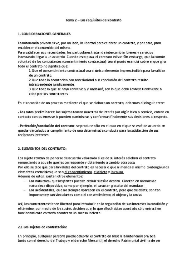 Miniatura del documento tema 2 civil - Los requisitos del contrato..pdf
