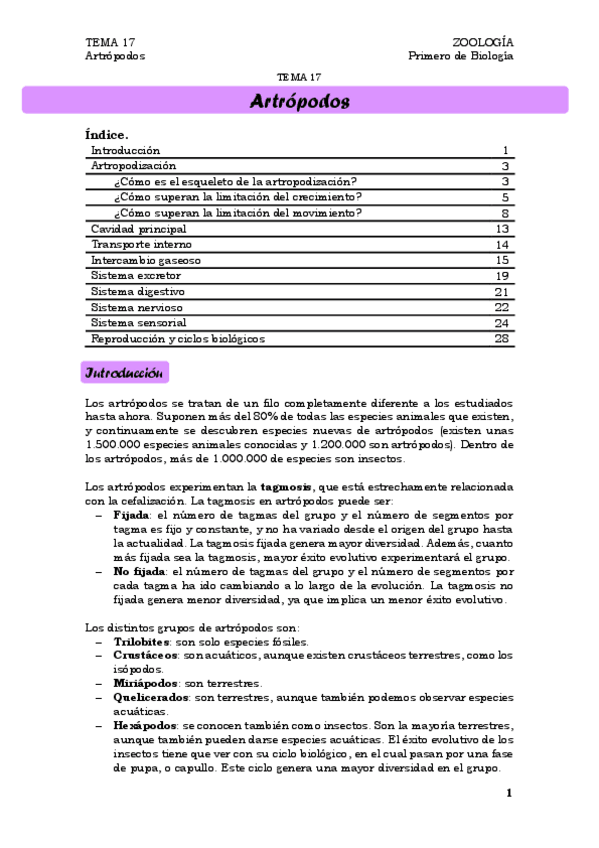 Miniatura del documento TEMA 17. Artrópodos
