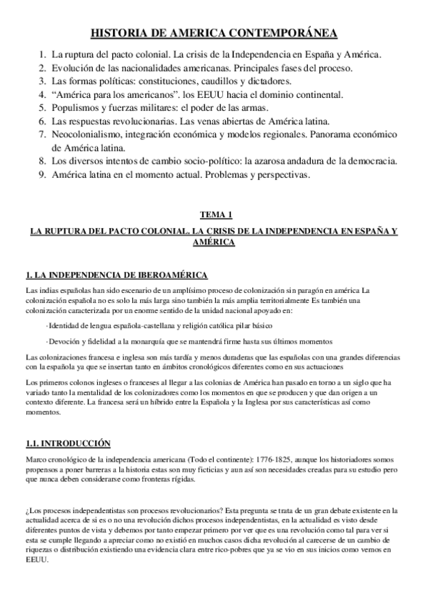 Miniatura del documento Historia de América Contemporánea. Temario Completo. Carmen Mena.pdf