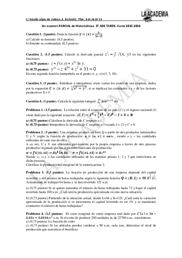 Miniatura del documento 1er-examen-PARCIAL-de-Matematicas-ADE-2015-2016.pdf