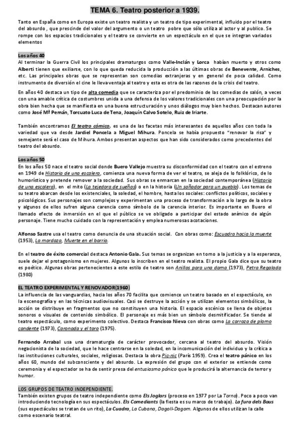 Miniatura del documento Tema 6. Teatro posterior a 1939