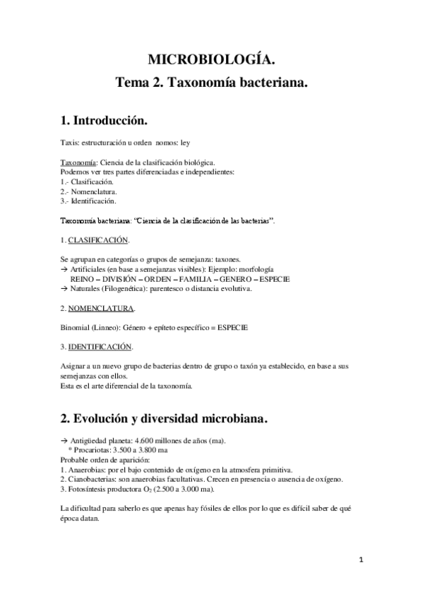Miniatura del documento Microbiología. Tema 2. Taxonomía bacteriana..pdf