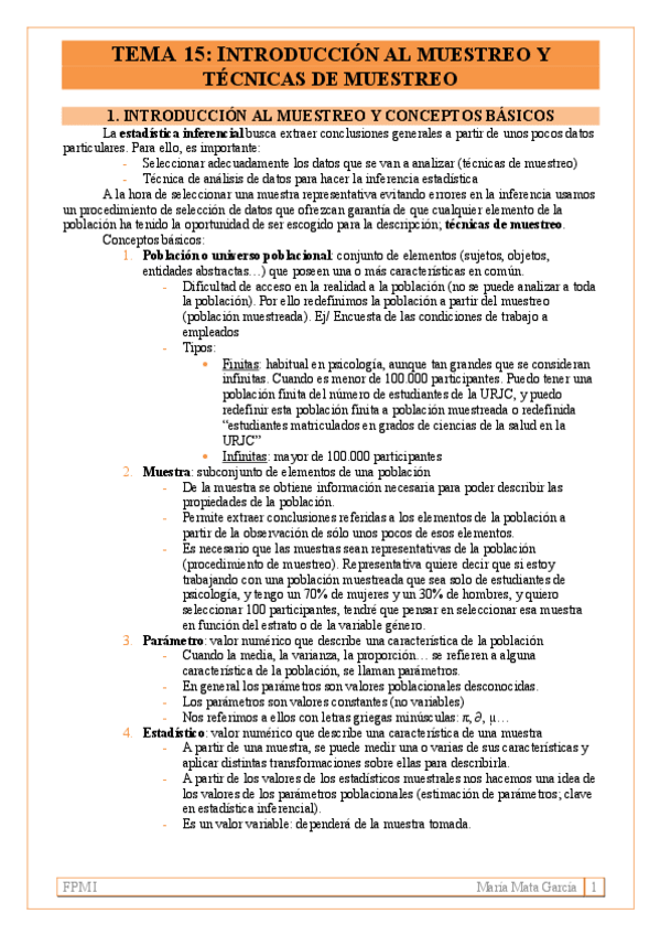 Miniatura del documento TEMA 15. Intro y técnicas del muestreo