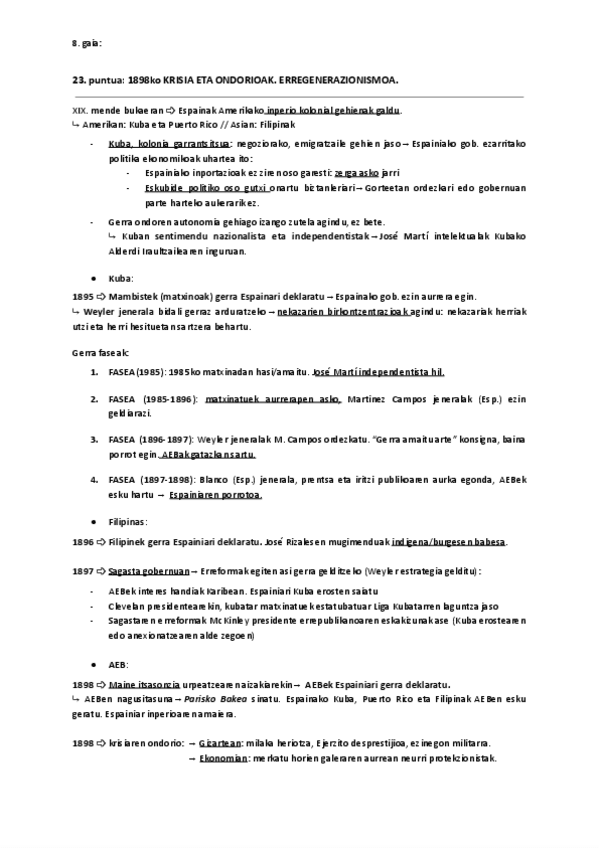 Miniatura del documento 23. 1898ko kisia eta ondorioak.