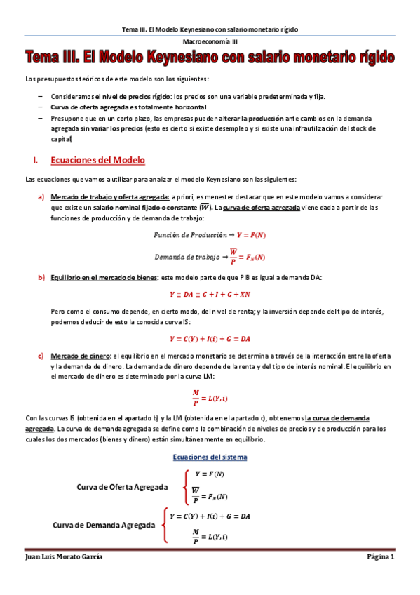 Miniatura del documento Tema III. El Modelo Keynesiano con salario monetario rígido.pdf