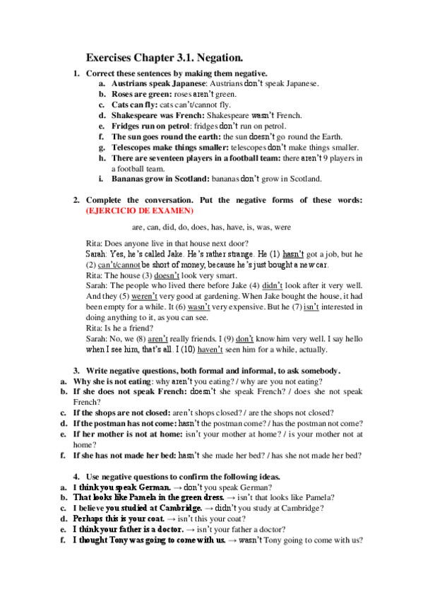 Miniatura del documento Exercises Chapter 3.1. Negation