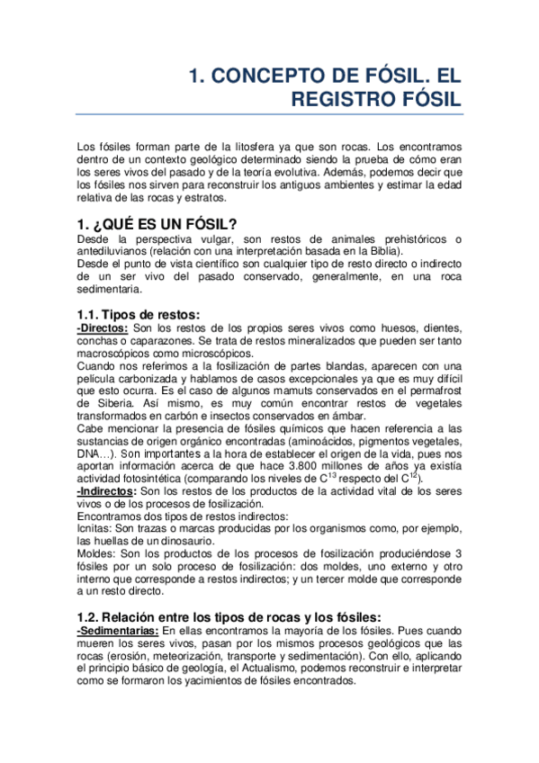 Miniatura del documento 1. CONCEPTO DE FÓSIL. EL REGISTRO FÓSIL.pdf