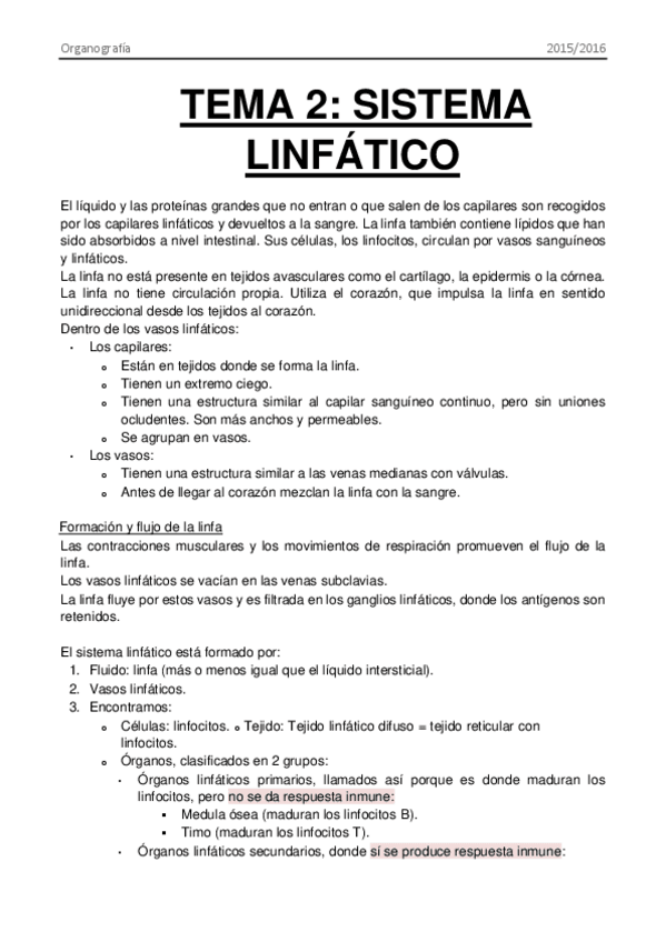 Miniatura del documento Tema 2 - Sistema linfático.pdf