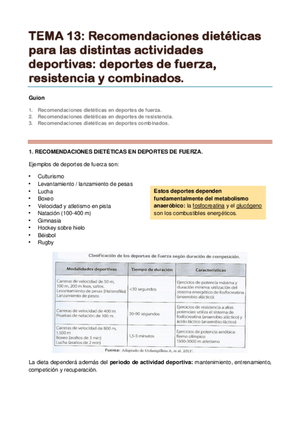 Miniatura del documento TEMA 13. Recomendaciones dietéticas para las distintas actividades deportivas..pdf
