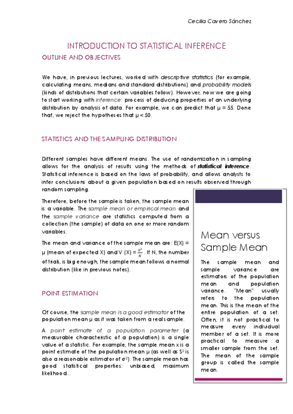 Miniatura del documento 5. Introduction to statistical inference apuntes.pdf