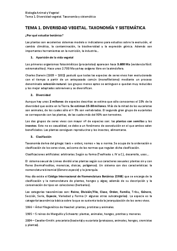 Miniatura del documento Tema 1. Diversidad vegetal. Taxonomía y sistemática.pdf