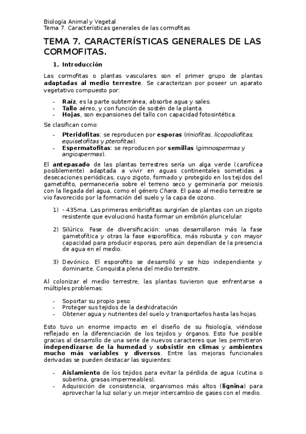 Miniatura del documento Tema 7. Características generales de las cormofitas..pdf