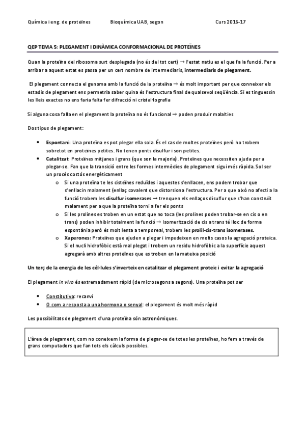 Miniatura del documento QEP TEMA 5 - PLEGAMENT I DINÀMICA COMFORMACIONAL DE PROTEINES.pdf