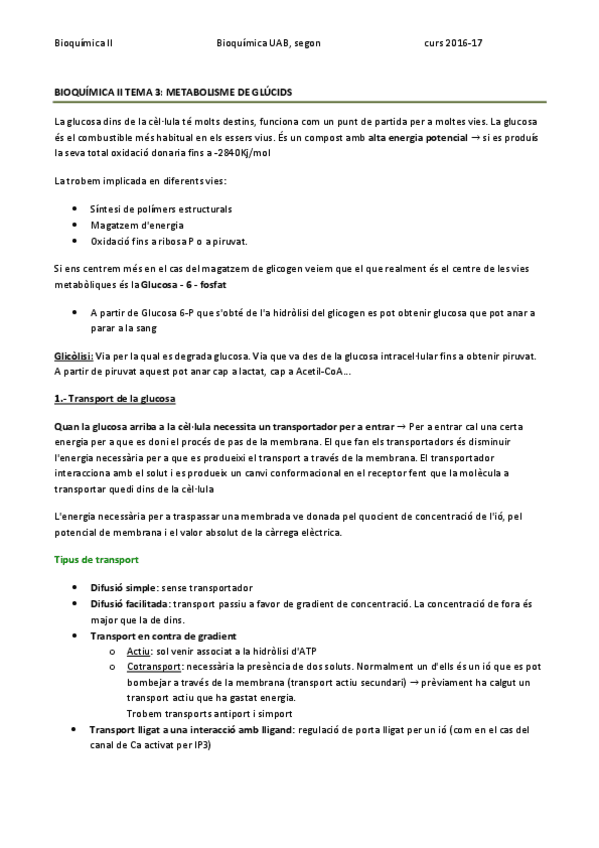 Miniatura del documento BIOQUÍMICA II TEMA 3 - METABOLISME DE LA GLUCOSA.pdf