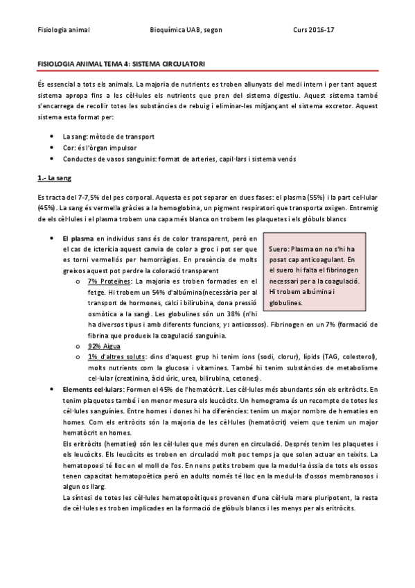 Miniatura del documento FISIOLOGIA ANIMAL TEMA 4 - SISTEMA CIRCULATORI.pdf