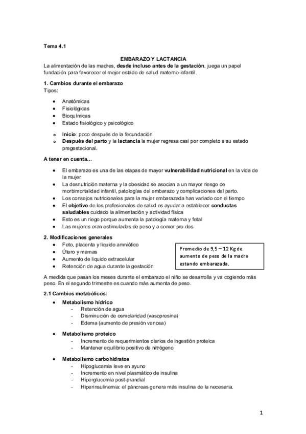 Miniatura del documento Tema 4.1 Embarazo y lactancia
