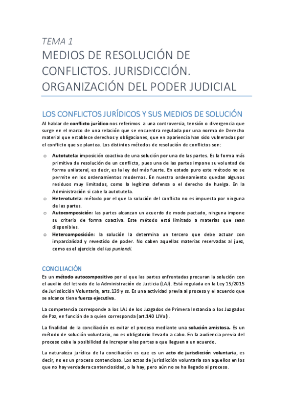 Miniatura del documento Tema 1. Medios alternativos de resolución de conflictos. Jurisdicción. Organización del poder judicial.pdf