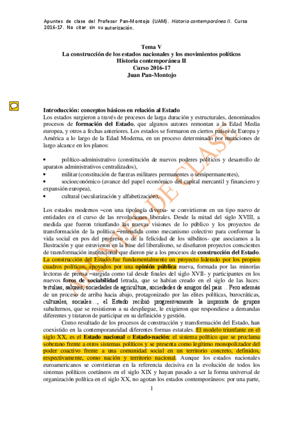 Miniatura del documento Tema 5 - La construcción de los estados nacionales y los movimientos políticos.pdf