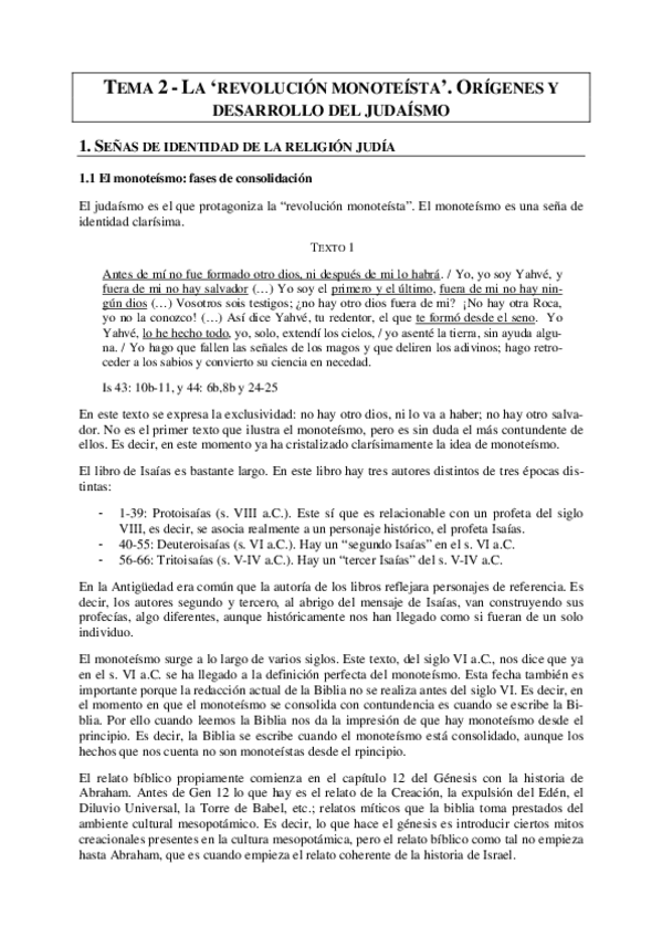 Miniatura del documento Tema 2 - La ‘revolución monoteísta’. Orígenes y desarrollo del judaísmo.pdf