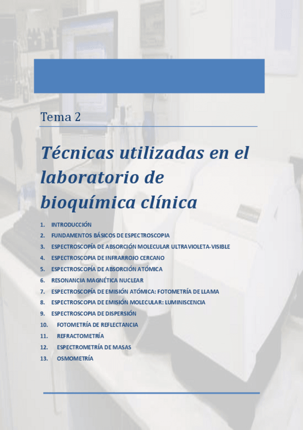 Miniatura del documento UD2-Técnicas utilizadas en el laboratorio de Biquímica clínica. Temario
