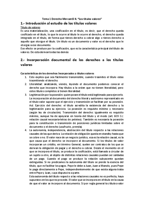 Miniatura del documento Tema 1 Derecho Mercantil II. Los títulos valores. COMPLETO.pdf