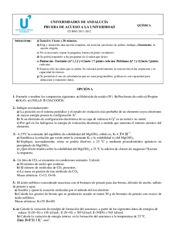 Miniatura del documento Examen Química Septiembre 2012