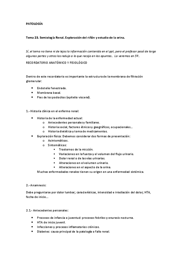 Miniatura del documento Semiología-Tema 23-Semiología renal. Exploración del riñón y estudio de la orina.pdf