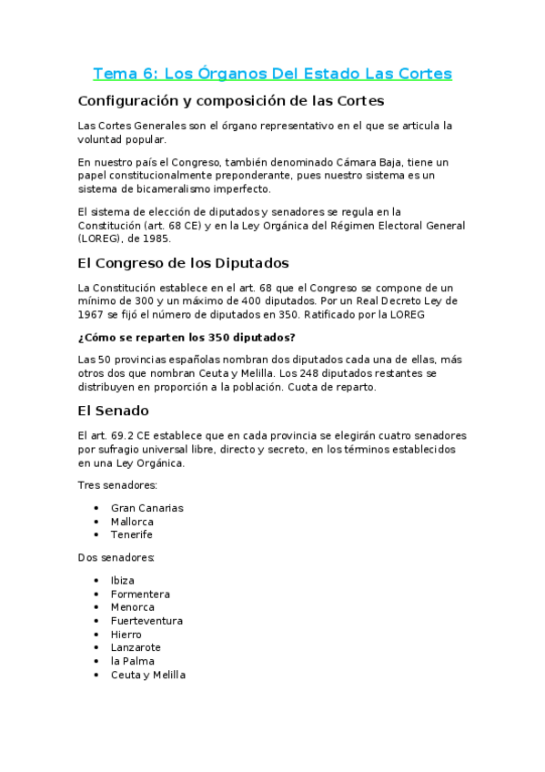 Miniatura del documento Tema 6 Los Órganos Del Estado - Las Cortes copia.docx