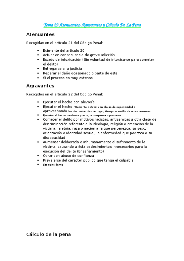 Miniatura del documento Tema 29 Atenuantes Agravantes y Cálculo De La Pena.docx